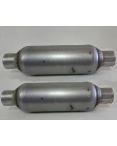 pair of single chamber performance race round Mufflers 3