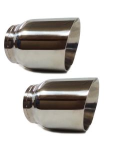 Two 2.5" Stainless Steel Dual Wall Round Universal exhaust tip