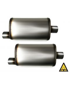 Two Universal Stainless steel performance muffler 3" Offset / Center