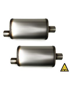 Two Universal Stainless steel performance muffler 2.25" Offset / Center