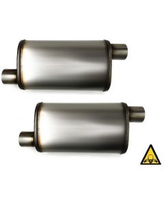 Two Universal stainless steel Muffler 2.5" Single Inlet / outlet 24" long